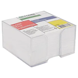 Блок-куб для записей, белый, пластиковый бокс, 9 х 9 х 4.5 см 242562