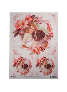 Декупажная карта Девочка с собакой (S-150) (упаковка)