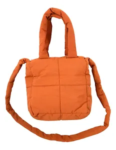 Сумочка дутая коричневая (текстиль) (20х20) (12-Jigi-2)