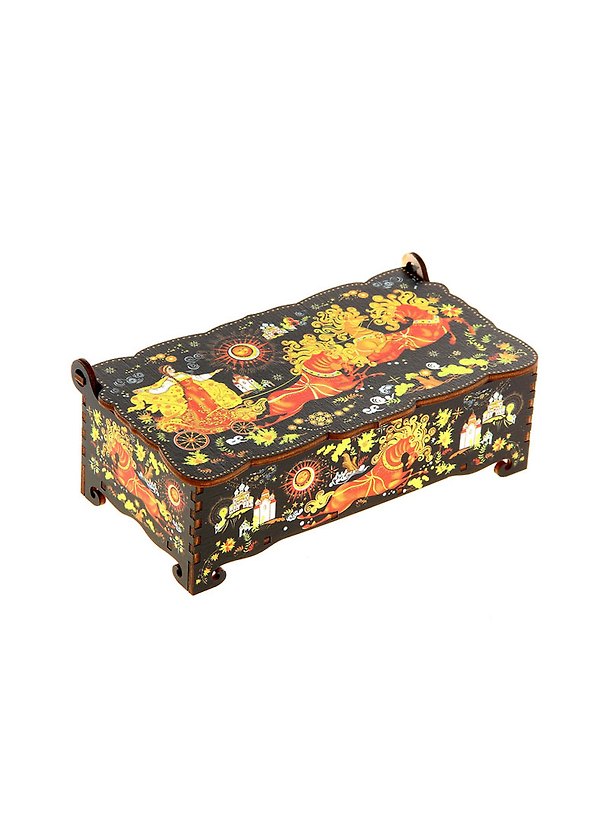 Шкатулка дерево Палех кони (5х17х8) (1038766) 2501500 — 1