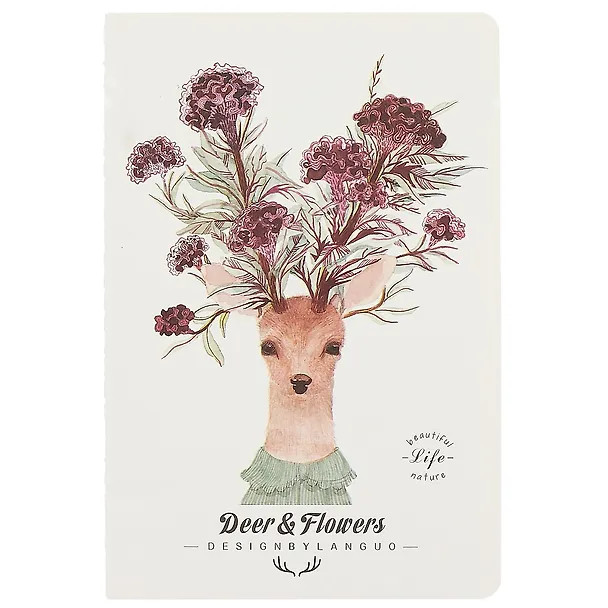 Тетрадь общая «Deer and flowers», 44 листа в клетку, А5, в ассортименте - Languo 246130 — 3