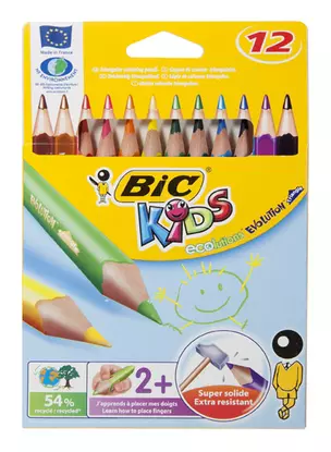 Карандаши цветные Bic, ECOlution Evolution Triangle, пластиковые 12 цветов — 226447 — 1