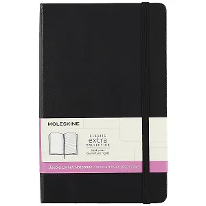 Книга для записей А5 120л лин./нелин."CLASSIC DOUBLE Large" тв.обл., черный, ляссе, инд.уп., Moleskine