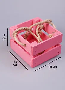 Кашпо дерево Ящик с веревочной ручкой розовый (13х12х9) (1876907)