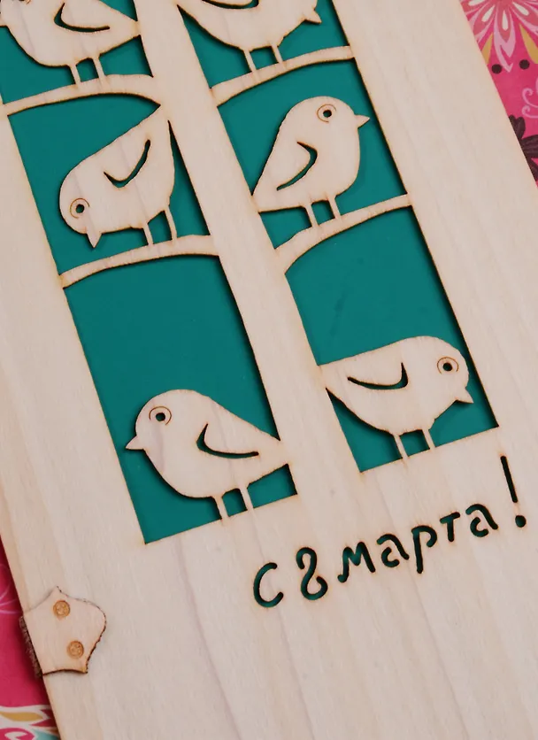 Открытка дерево 8 марта Восемь птиц на дереве 2574712 — 4