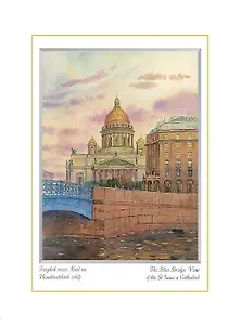 Постер Виды Санкт-Петербурга Голубой мост. Вид на Исакиеский собор м/ф [ХА60-050]
