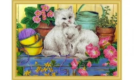 Алмазная мозаика (класс.) 30*40см.., 20цв. Белые котята (ACH012) 351345 — 1