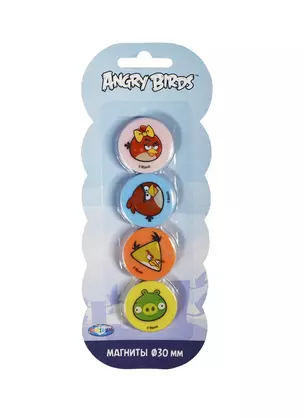 Магниты Angry Birds (84458) (4шт) (30мм) (блистер) — 2360097 — 1