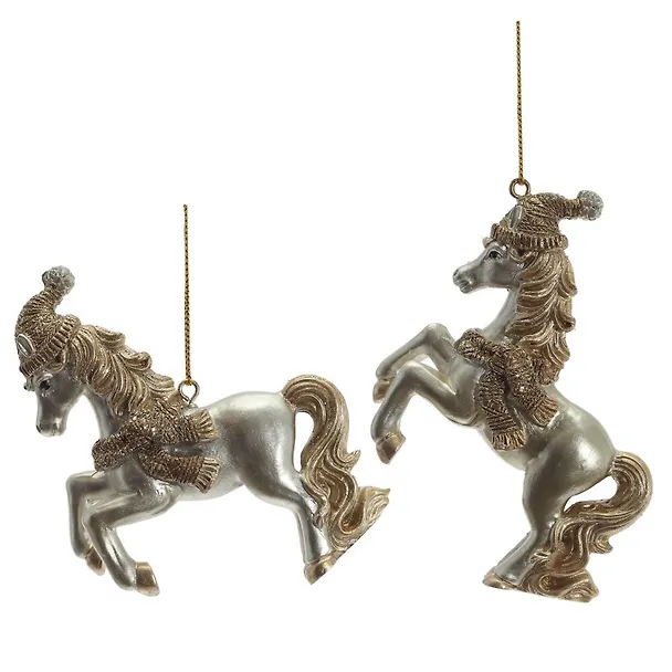 Фигурка декоративная подвесная Лошадка золотая, 2 варианта (9х2х8) 3126938 — 1