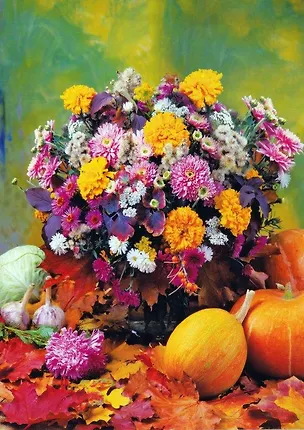 Пазл 500А 02583 Натюрморт Цветы и тыквы 2071978