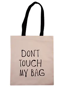 Сумка-шоппер Don’t touch my bag, бежевая, текстиль, 40см.*32см.