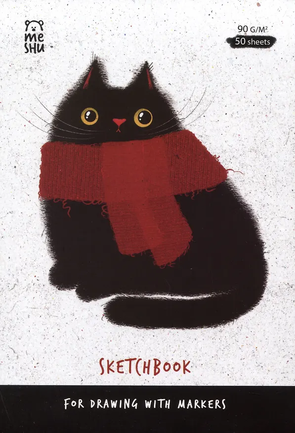 Скетчбук А5 50л для маркеров "Cat" 90г/м2, soft touch, склейка 2992841 — 1