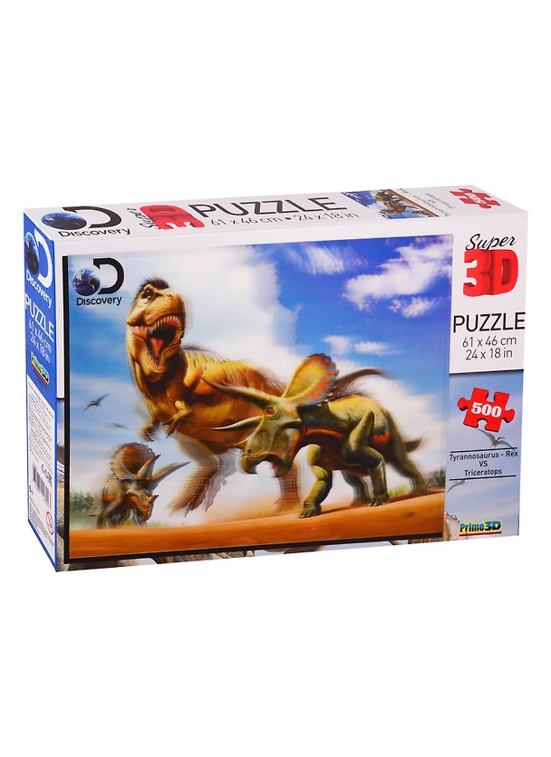 3D пазл «Тираннозавр против трицератопса» 500 деталей, Prime 3D 2754281 — 1