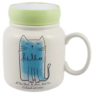 Кружка с зеркальной крышкой Colored Cats (керамика) (350 мл) (12-16140-XY-125)