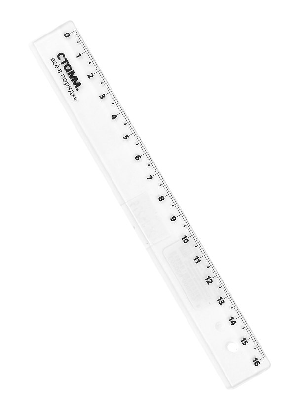 Линейка 16 см, пластиковая, прозрачная, СТАММ 2975279 — 1