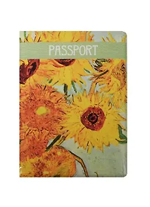 Обложка для паспорта Винсент Ван Гог Подсолнухи (блистер) 9*13см