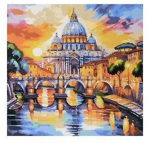 Холст с красками по номерам "Красочный Рим" 40х40 см, 30 цветов