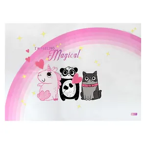 Клеенка для уроков труда "Единорог, панда и кот" 500*700мм, ПВХ 130мкм, подвес