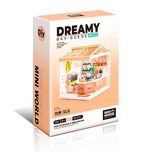 8002 Конструктор интерьерный для детского творчества – сборный домик Fairy Care «Магазин вкусного чая с молоком», количество деталей - 94 (материалы: пластик, металл, картон), со световыми эффектами (