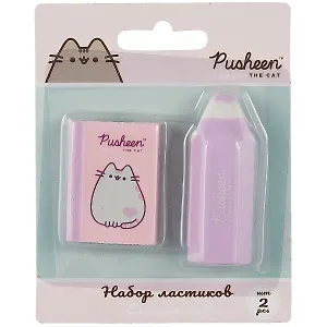 Ластики 02шт "Pusheen" книжка и карандаш, блистер