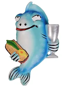 Керамический магнит Рыба с бутербродом M-232