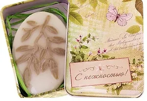 Набор С нежностью в шкатулке (571077) (9х6,5х2,7) (мыло-ботаника, серпантин)