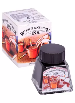 Тушь художественная Winsor&Newton, 14 мл, торфяно-коричневая — 261832 — 1