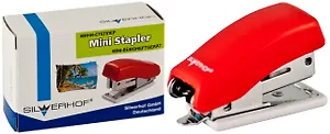 Степлер №24 16л мини "Classic" пластиковый, красный, к/к, Silwerhof