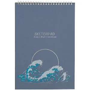 Скетчбук А4 20л "Волна", 200г/м2, тв.обложка, фольга, гребень