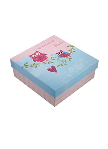Коробка подарочная "Совы. Owls с блестками" 21*21*8см, картон, Хансибэг
