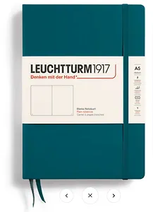 Книга для записей A5 125л нелин. "Classic" тв.обложка, цвет тихоокеанский зеленый, Leuchtturm1917