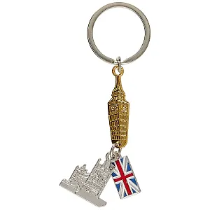 Брелок London Биг-Бен, флаг и Тауэрский мост (металл) (12-07370-8978)