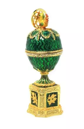 Сувенир, АКМ, Faberge Яйцо Шантеклер (встроенный петух) 8см цв.зеленый JD1159-4 — 334988 — 1