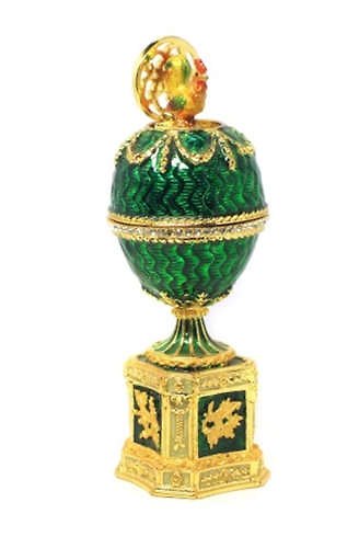 Сувенир, АКМ, Faberge Яйцо Шантеклер (встроенный петух) 8см цв.зеленый JD1159-4 334988 — 1