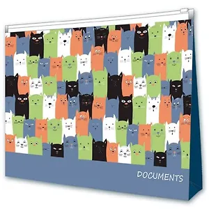 Папка для документов А4 (33*23,5см) Феникс+ Коты, 1отд, пластик 46541