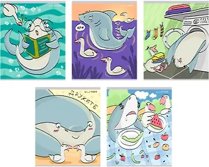 Тетрадь в клетку "Акула и гуси", 48 листов, в ассортименте