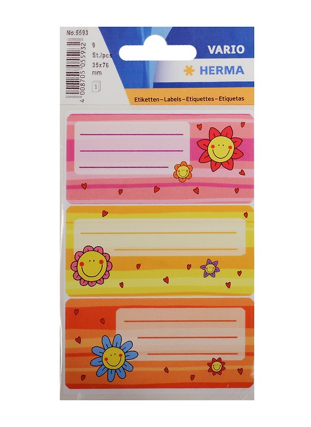Наклейки для тетрадей «Цветок», 3 шт на листе, Herma 240430 — 1