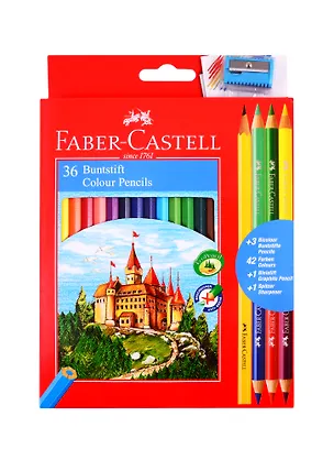 Карандаши цветные Faber-Castell, "Замок", 36 цветов с точилкой 255833