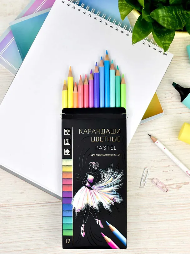Карандаши цветные Феникс+, "Пастель", 12 цветов 2979549 — 4