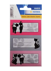 Наклейки для тетрадей "ЧЕРНЫЙ КОТ", 3шт.на листе, Herma
