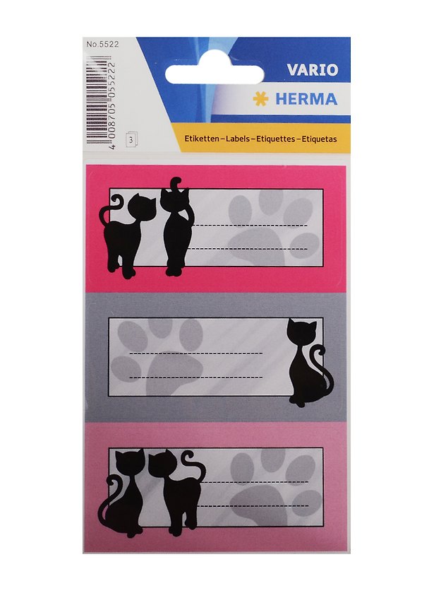 Наклейки для тетрадей «Черный кот», 3 шт на листе, Herma 240426 — 1