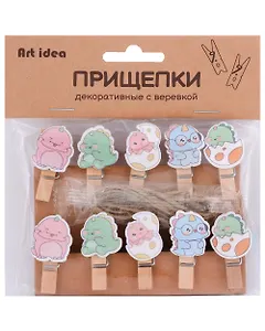 Прищепки декоративные с веревкой "Дино"