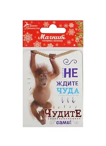 Магнит Обезьяна Не ждите чуда-чудите сами  6,2х8 (1047587)