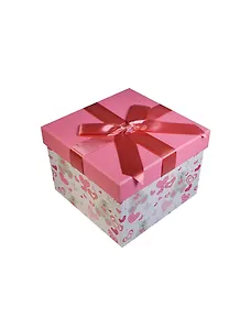 Коробка подарочная "Розовые медведи" 14,5*14,5*10,2см, картон, декор бантик, Вейксинг