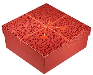 Коробка подарочная "Фетровые сердечки" 22*22*10см