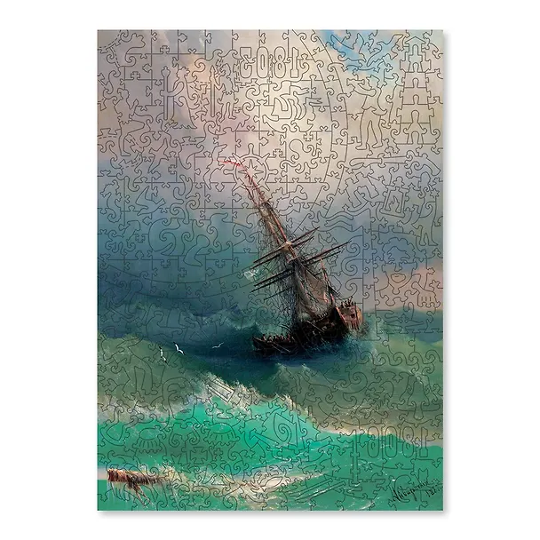 Пазл 380 деревянный Корабль среди бурного моря, DAVICI 2867405 — 2