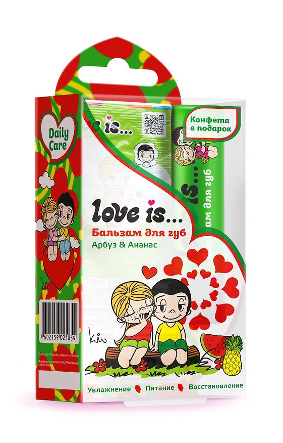 Набор Love is Бальзам для губ Арбуз-ананас+карамель (ПВХ бокс) (12х6,5) (Гк-134/15) 3028487 — 1