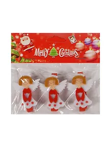 Новогодний Набор из 3-х прищепок Ангел бел. ажур. платье в пак. с хедер. (11069717) (12х10см)