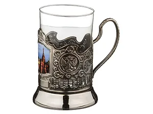 Стакан с подстаканником черненым Кремль сублимация (225мл) (386-073)