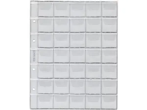 Комплект листов для монет 200х250мм с клапанами на 35 ячеек 35х35мм  (5шт) КЛМ 35К